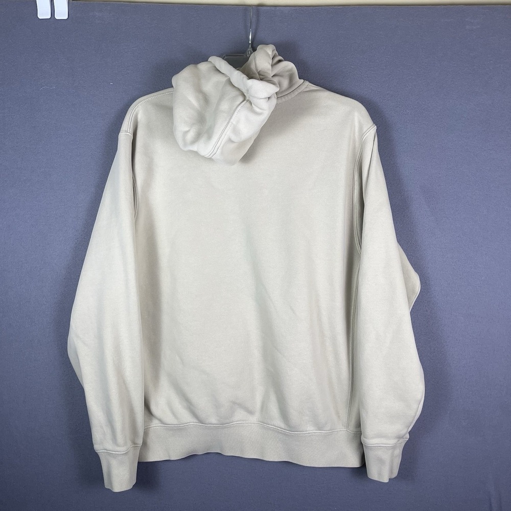 Nike Hoodie Mens Medium Beige Fleece Pullover Sweatshirt Embroidered Swoosh - Picture 2 of 7